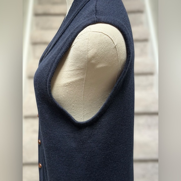 Vintage L.L. Bean 100% Wool Button Sweater Vest Navy Preppy Grandpa Core Men M - Picture 9 of 15